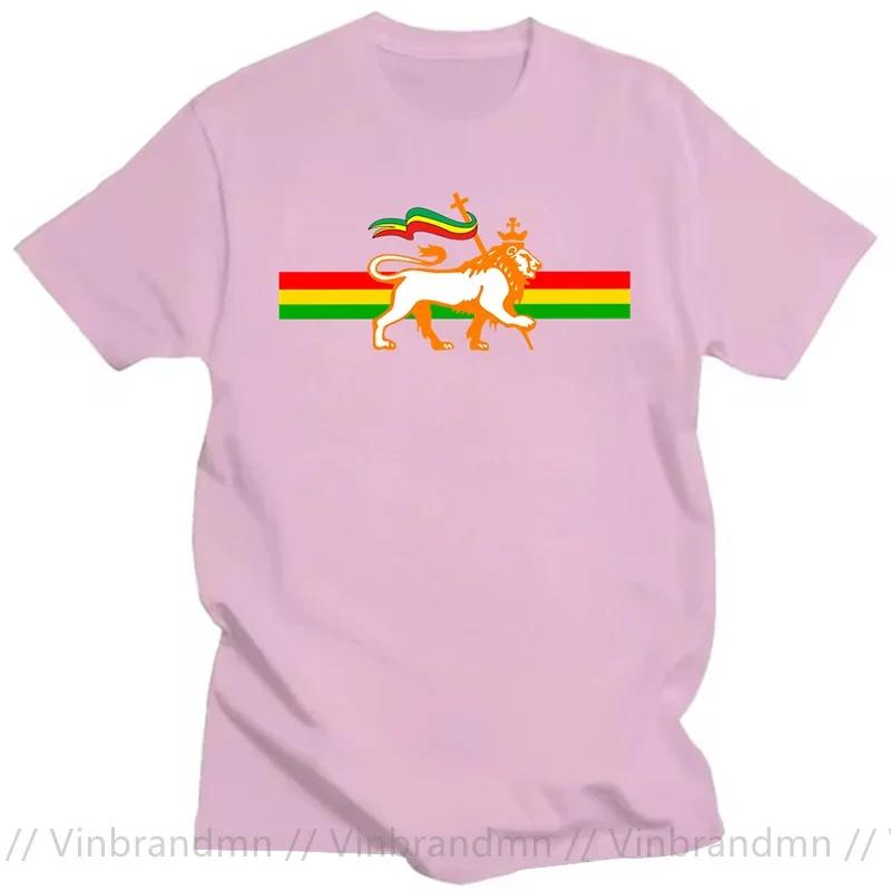 Novelty Red Yellow Green Stripes Rasta Lion Of Judah T Shirt Unisex Rastafarian Reggae Ethiopian Lion Flag Tshirt Jamaica Clothing