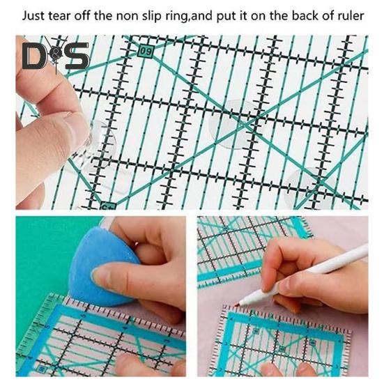 4Pcs Acrylic Quilting Ruler 4.5/6/9.5/12.5-Inch Square Fabric Cutting Patchwork Ruler with Clear Mark DIY Sewing Craft Projects Template