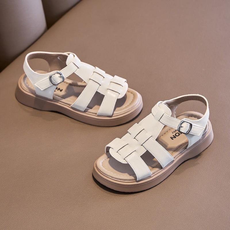 Kids T-strap Sandals for Girls 2025 Summer New Toddler Beach Roman Shoes Non-slip Versatile Chic Comfort Garden Wedding Footwear