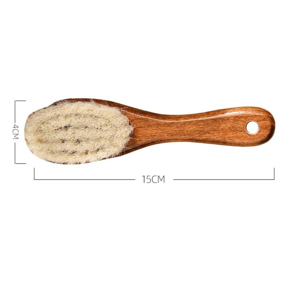Soft Bristle Horsehair Shoe Brush Beech Wood Handle for Leather Shoes Dust Removal