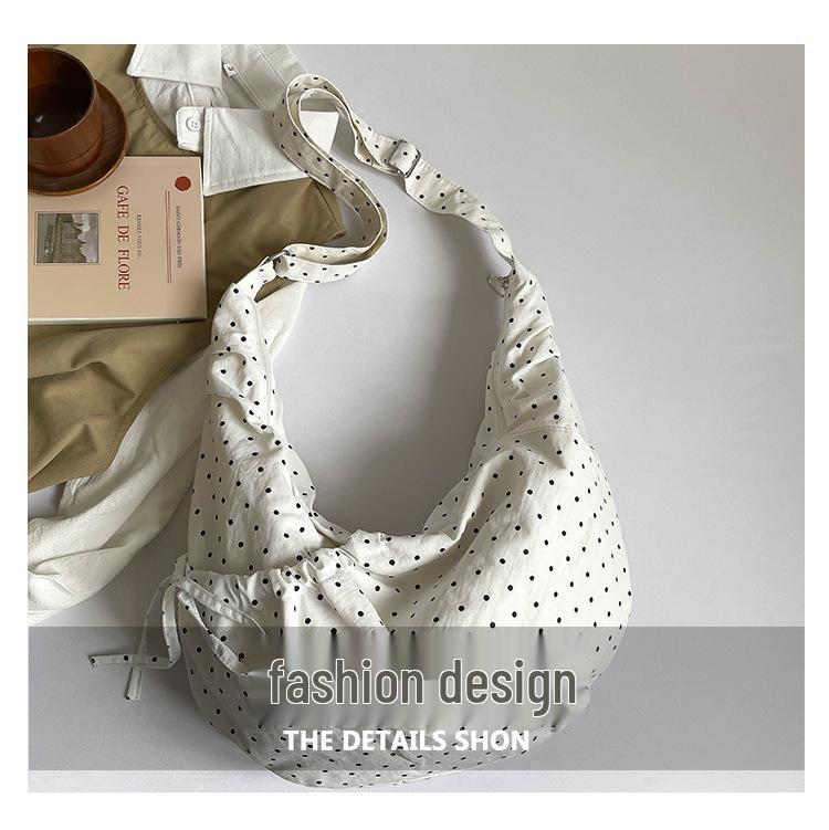 Borsa a Spalla da Donna in Tela a Pois di Grande Capacità - 2026 Elegante Borsa a Tracolla Casual per l'Uso Quotidiano