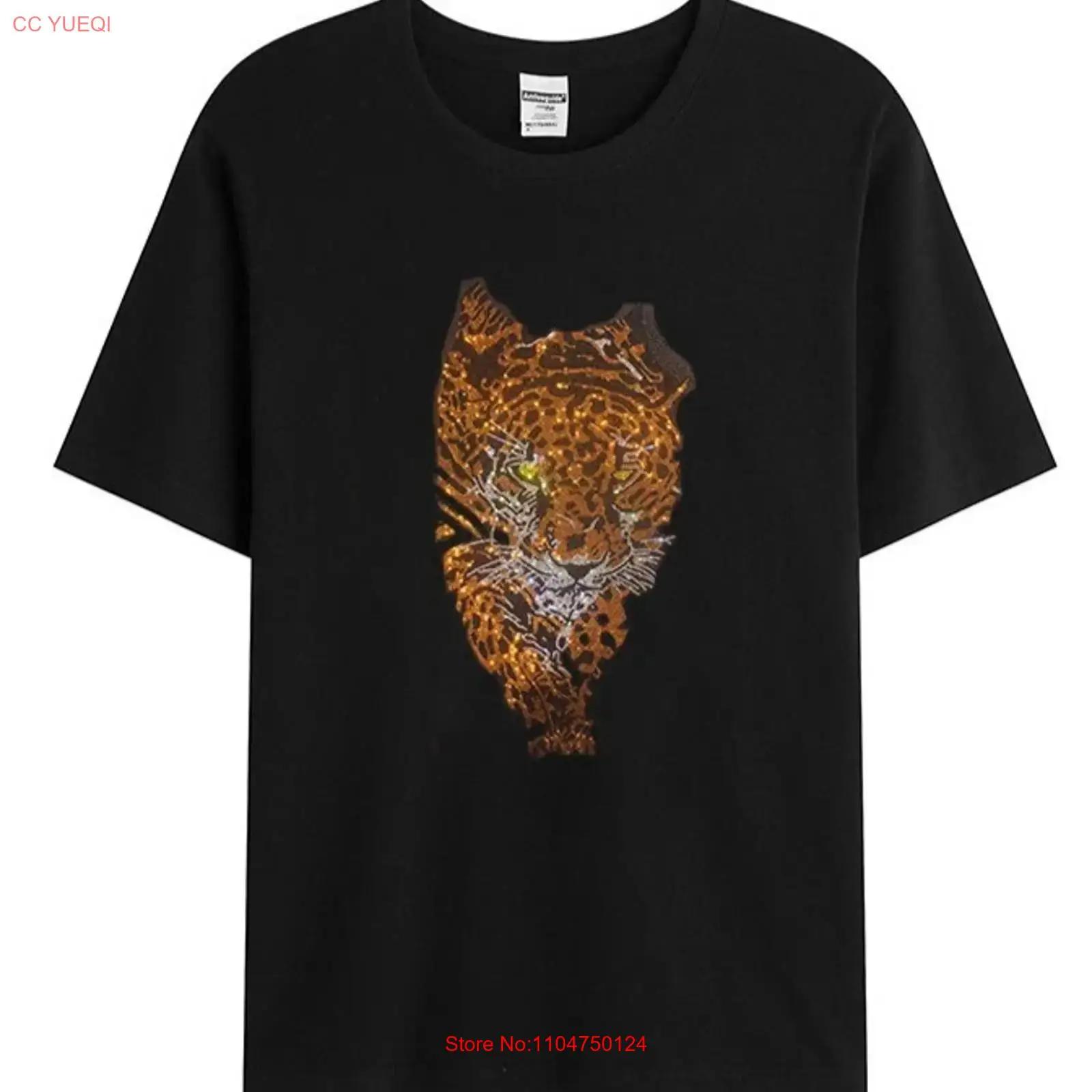 

New Men Luxury Diamond Leopard Rhinestones Fashion Black T Shirt High Quality vintage Washed fashion Comfortable graphic 5XL різнокольоровий