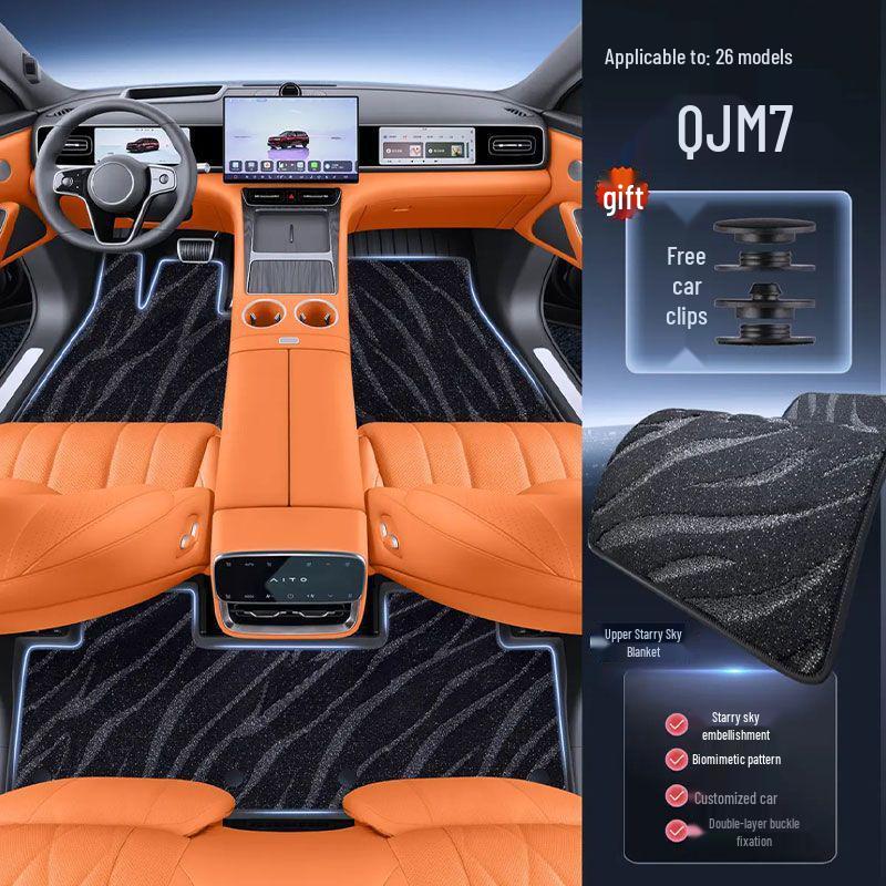Compatible with 26 AITO M7 models, featuring original car TPE and plush double-layer floor mats. Suitable for 26 AITO M7 Models