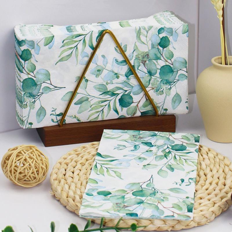 20Pcs/pack 33x40cm Green Leaf Printed Napkins Home Dining Rooms Hotels Restaurants Party Decorations Disposable Tissues