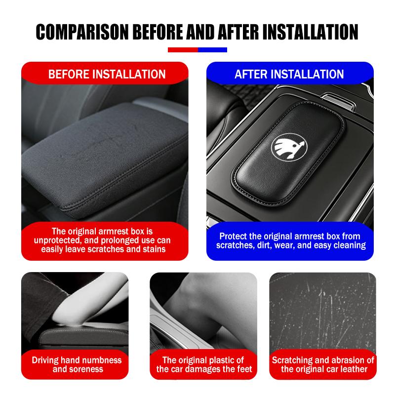 PBMN1 For Skoda Car Interior Leg Knee Rest Pad Leather Cushion Accessories Octavia A5 A7 RS Fabia Superb Rapid Karoq