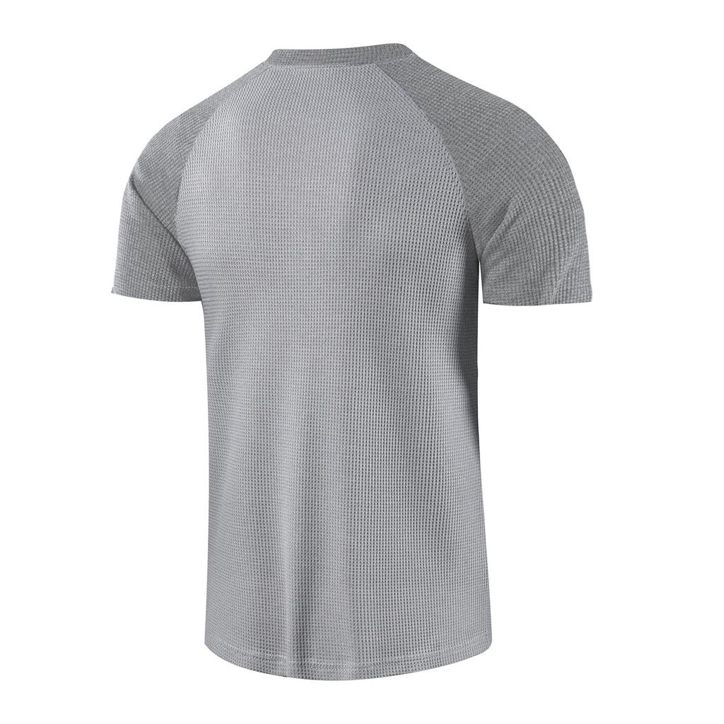 Herren Casual Sports Kurzarm T-Shirt Raglanärmel Wafer Grid Henley Herren Henry Shirt