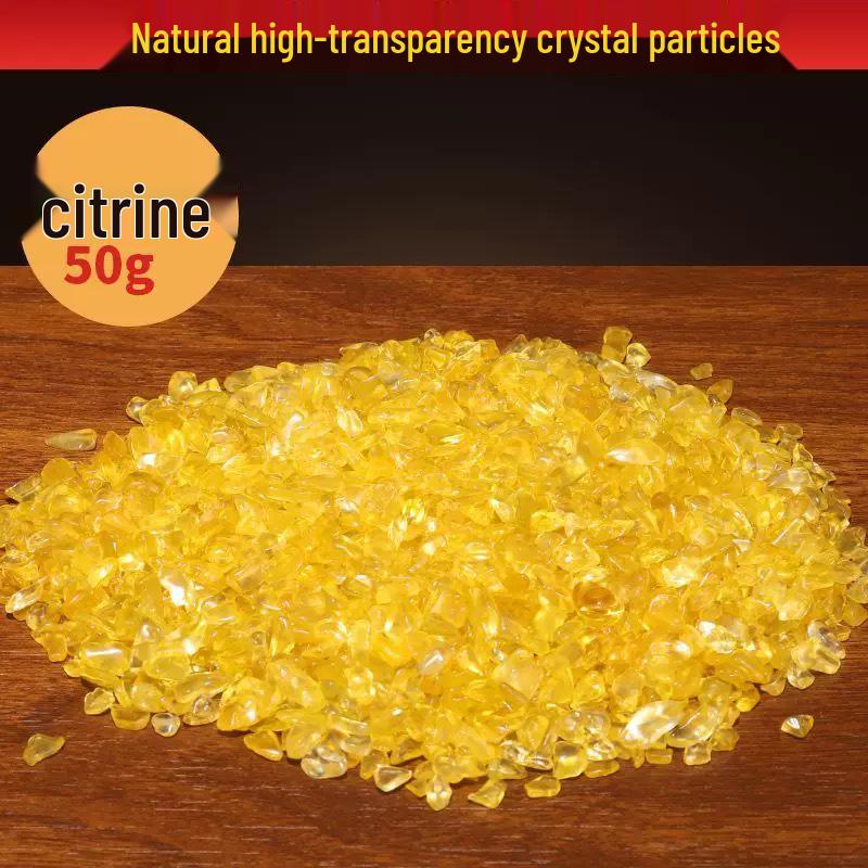 Yellow Citrine Crushed Stone Crystal Granules for Decoration and Demagnetizing