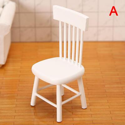 1/12 Casa delle Bambole Mobili Miniatura Tavolo da Pranzo Sedie Modello Giocattoli in Legno Bianco