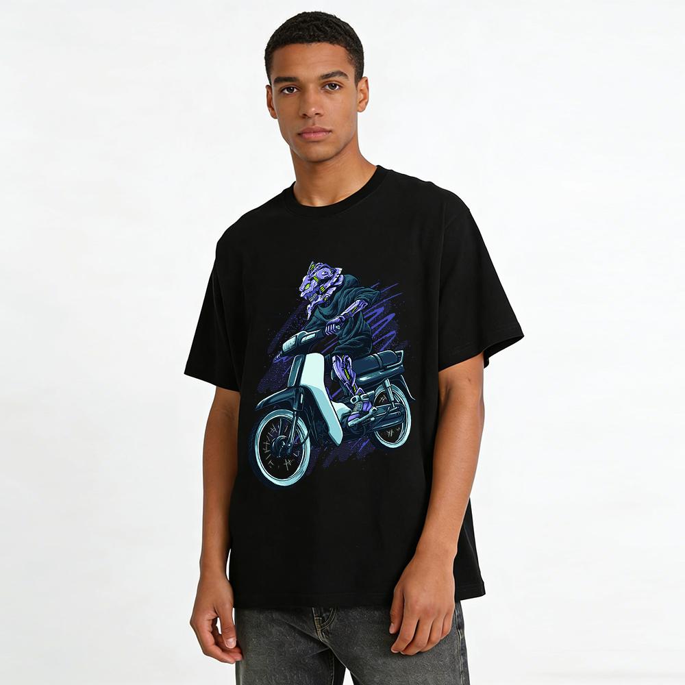 Neon Genesis Evangelion EVA Unit-1 Retro Moto Graphic T-Shirt Pure Cotton T-shirt