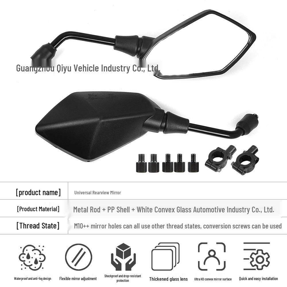 Snake Pattern Motorcycle Rearview Mirror with Wide Field View for Electric Bikes