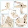 Leagăn cu frânghie suspendat, scaun tip hamac, maxim 500 lbs, 2 perne incluse, scaun suspendat mare din macrame cu buzunar pentru confort superior