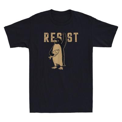 Resist Penguin Activism Funny Penguin Fist Graphic Unisexs Short Sleeve Tshirt