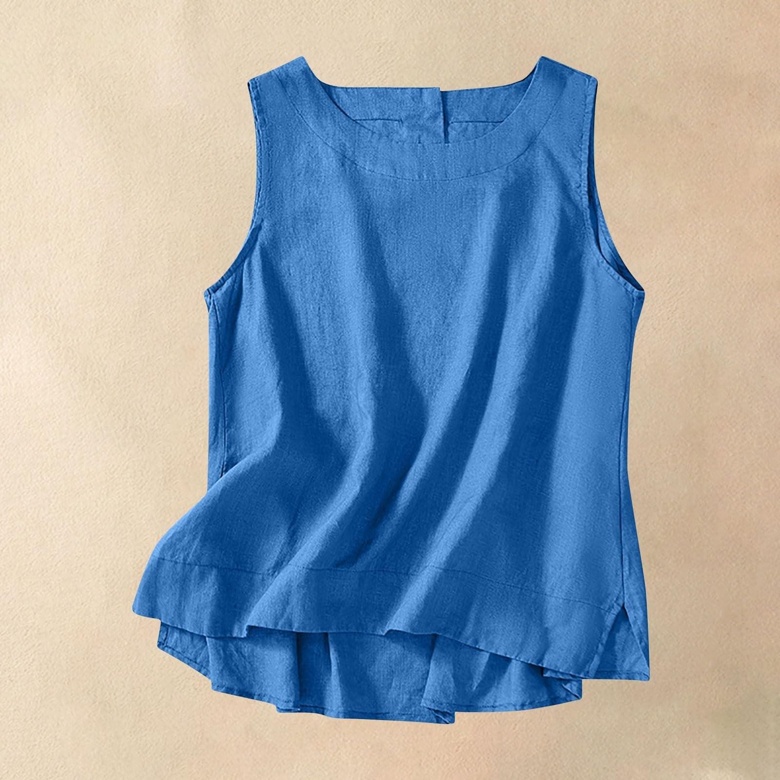 

Женская однотонная хлопковая льняная нижняя рубашка жилет свободный безрукавный топ с разрезом XL