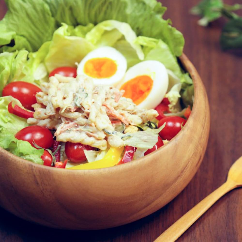 2er Set: Fuji Boeki Runde Akazienholzschalen (XL) x 2, Teller, Speiseteller, Holztabletts, Nordischer Stil