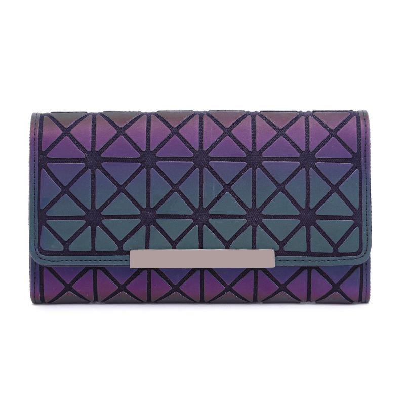 Portafoglio da donna Pochette Borsa lunga da donna Nottilucente Cerniera geometrica Portafoglio luminoso Portafoglio da donna Pochette luminosa