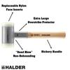 HALDER Shockless Recoilless Supercraft Hammer, Hickory Handle, Nylon (White), 70mm Diameter, 3366.070