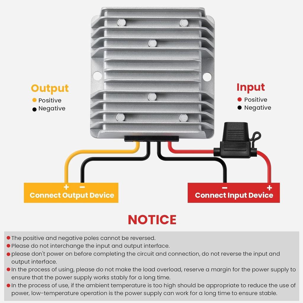 YABOANG DC-DC-Wandler 30-60V auf 24V, 24V10A gesicherter Spannungswandler 240W MAX Leistungstransformator,