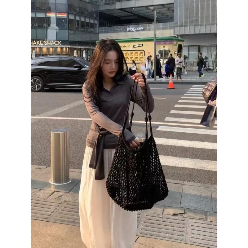 Новая полая ниша высококачественная большая вместительная ручная плетеная пляжная сумка через плечо сумка-тоут