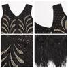 1920s Vintage Plus Size Tassel Evening Dress with Handmade Beading and Sequins