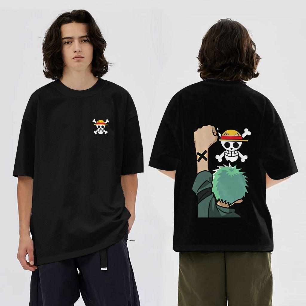 ONE PIECE Zoro Adventure Japanese Anime Printing Heavy Cotton Loose T-Shirt Cartoon Men's and Women's Short Sleeve Shirt
