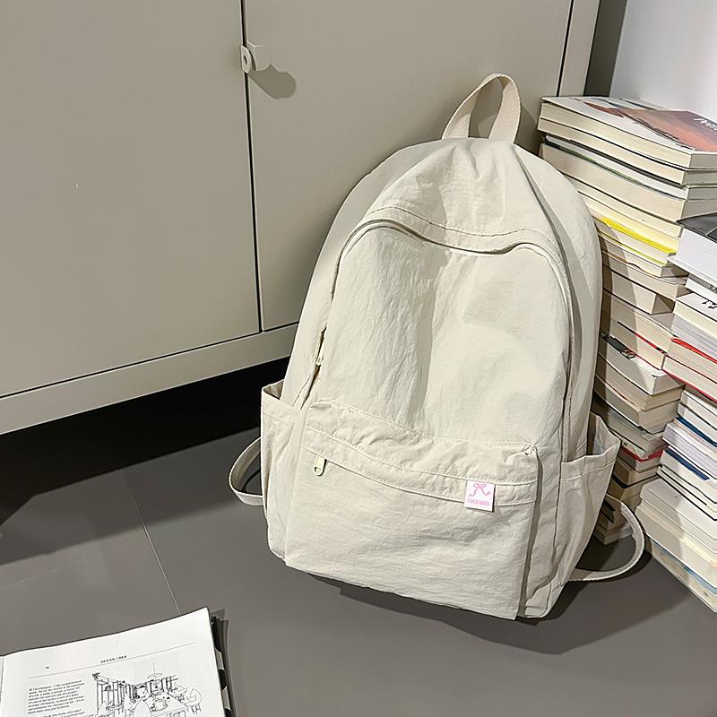 Solid Color Student Schoolbag Women's Large Capacity Backpack Men's Travel Backpack
