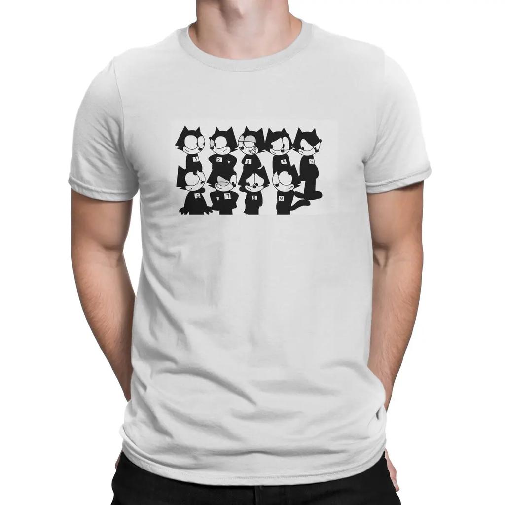 All Style T-Shirt for Men F-Felix The Cat Cartoon Funny 100% Cotton Tees Crewneck Short Sleeve T Shirt Gift Idea Clothing