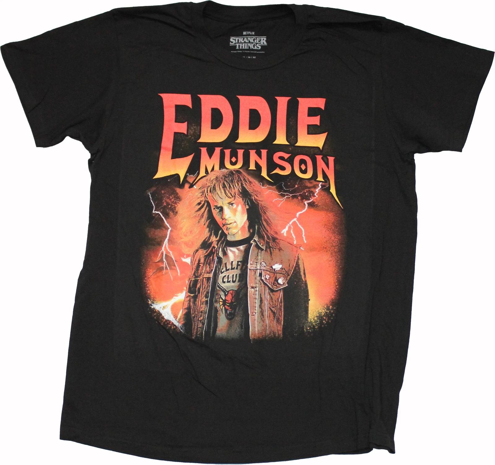 Stranger Things New Adult T-Shirt - Eddie Munson Orange Excitement L