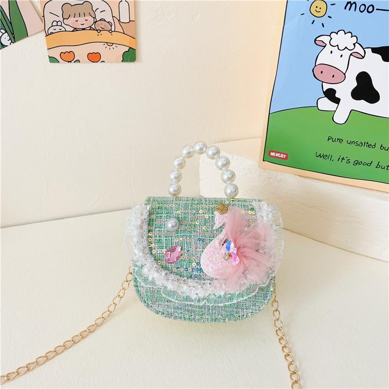 Charming New Fashionable Childrens Bag Adorned With Sparkling Stripes For Kids зелёный
