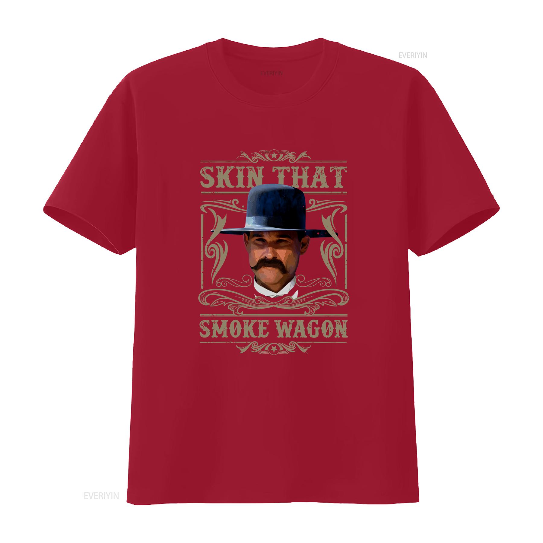 

Skin That Smoke Wagon Iconic Western T Shirt vintage Washed Comfortable homme designer clothes Stretched Breathable S