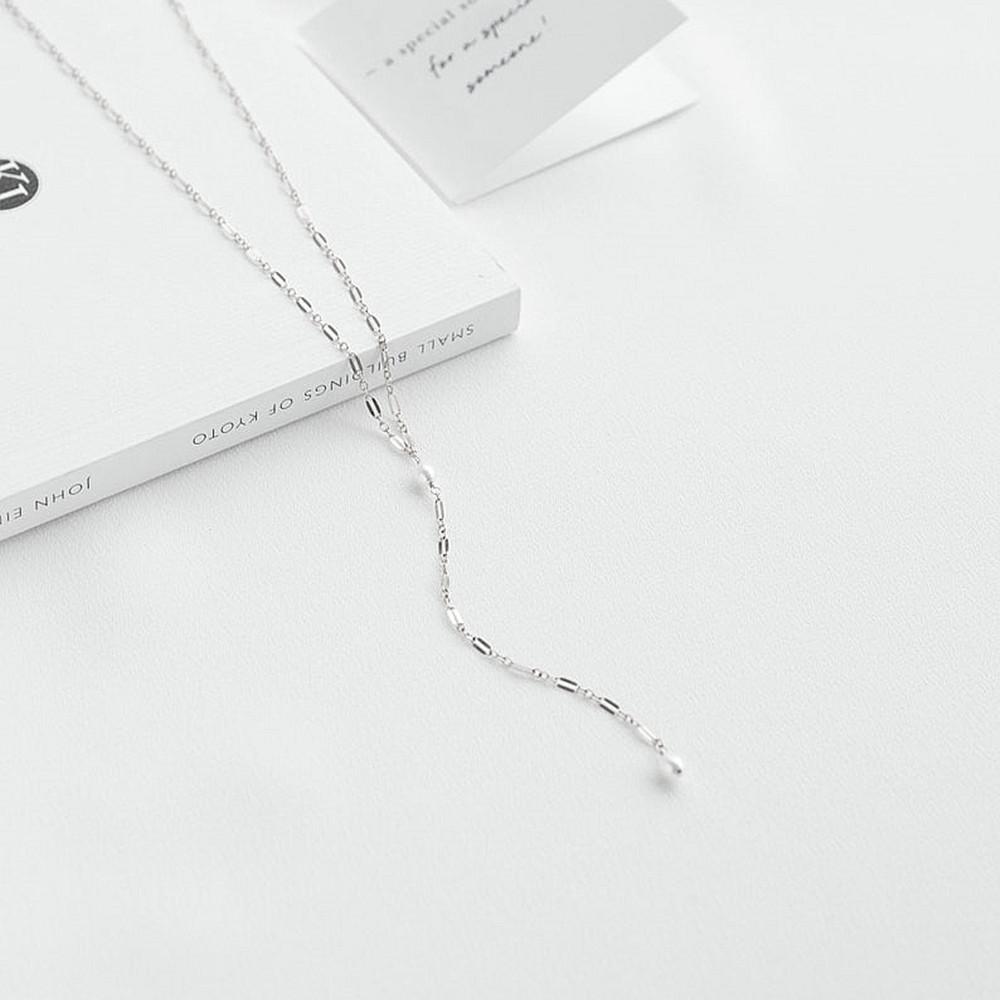 Japanese and Korean ins niche cold wind pearl pendant lip chain femininity versatile, simple imitation pearl fringed necklace серебряный