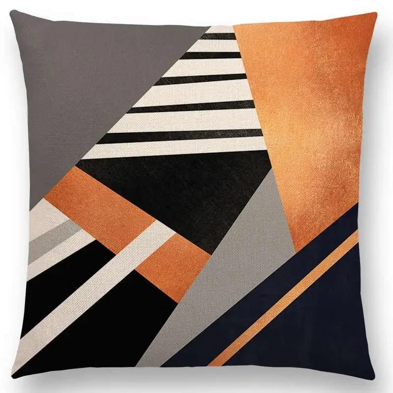New Colorful Blocks Layers Stripes Geometric Combination Gold Lines Gorgeous Prints Cushion Cover Throw Pillow Case