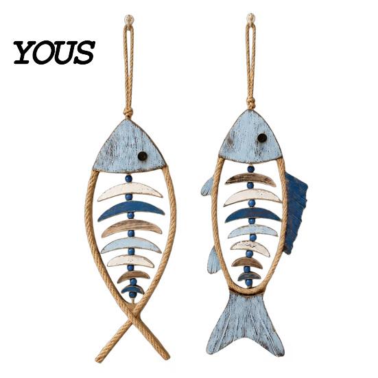 Anti Deformation Window Decoration Wooden Fish Wall Hanging Pendant With/Without LED Light, Nautical Decor, Coastal Theme Fishbone Wear Resistant