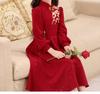 Fashionable Red New Year Princess Dress for Girls, Medium-Large, Autumn/Winter Lady-like Style