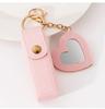 Custom Logo Name Key Chain Ring Small Versatile Keyring New Portable Lipstick Bag Packet Heart Mirror Keychain Mini Leather Gift