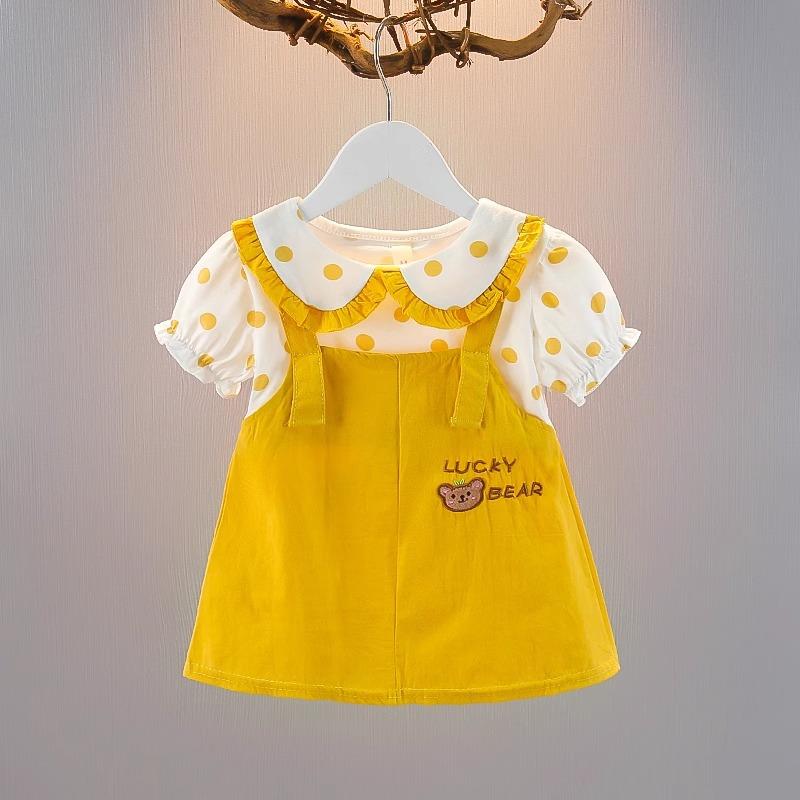 Cute Infant Baby Girls Short Sleeve Princess Dress Casual Soft Breathable Summer Outdoor Play Party Birthday Skirt Dress