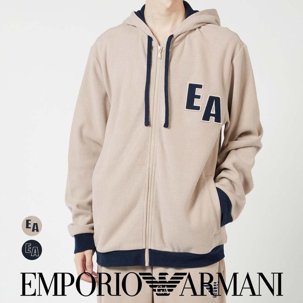 CORDUROY FLEECE FZ HOODIE Hoodie Jacket Open Front Zip Up Parka 54085860 Navy [Emporio Armani] Men's 68.