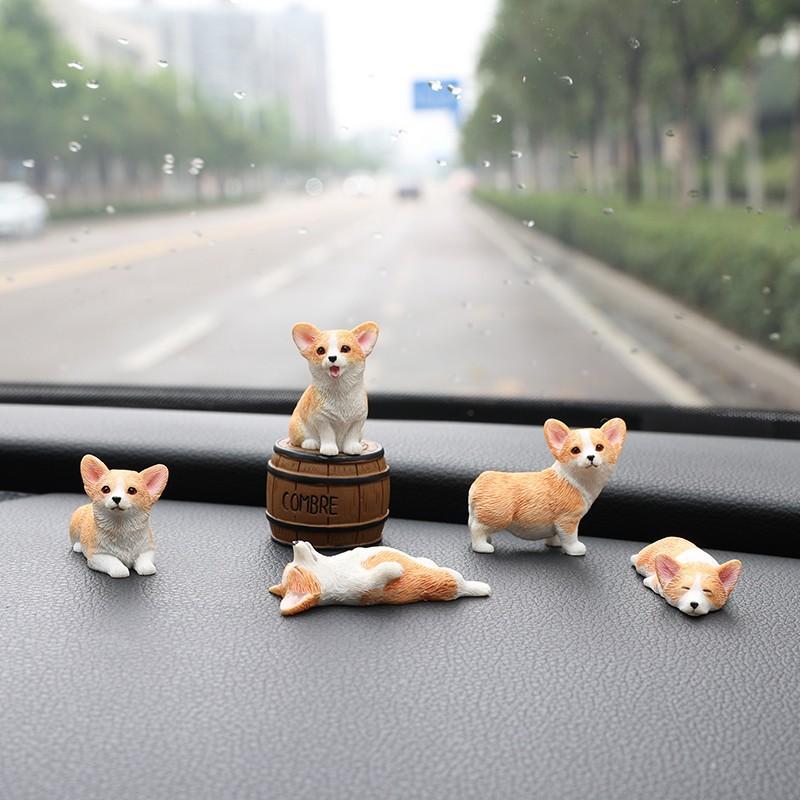 Mini Corgi Resin Doll Ornament Car Accessories Cartoon Decoration Auto Interior Cute Gift Exquisite Puppy Home Desktop