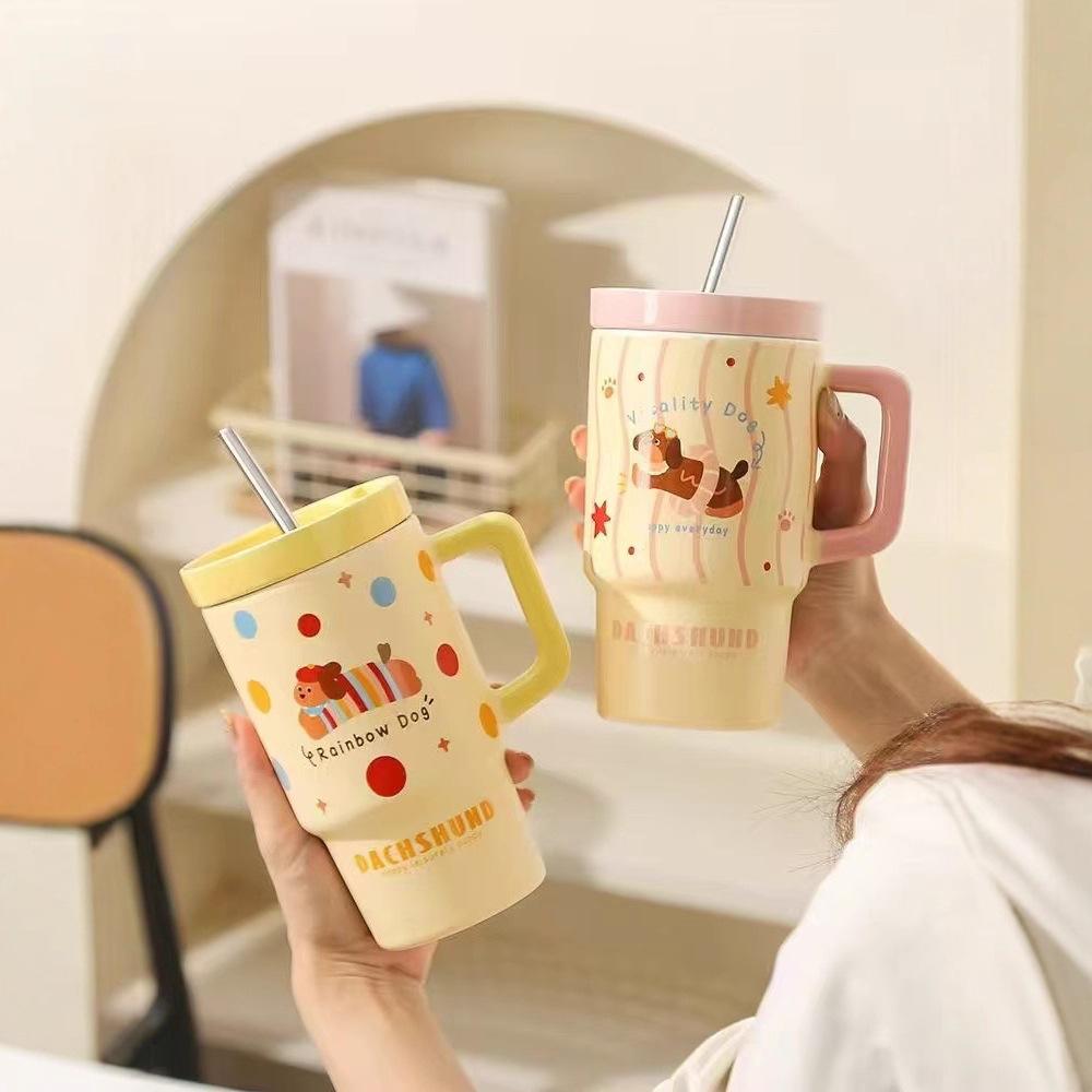 Large Capacity Ceramic Milk Cup Household Cute Drinking Cup Mug Birthday Gift Cup