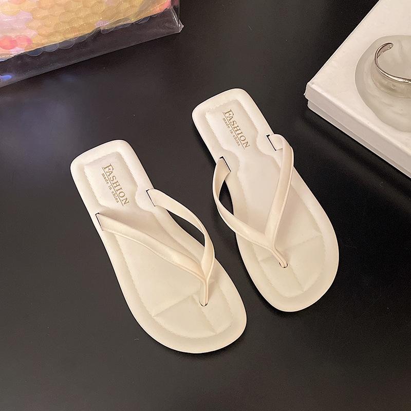 

Beach flat flip-flops ins summer non-slip outer wear new flip-flops cool slippers toe beach shoes 36/37 is one size smaller белый