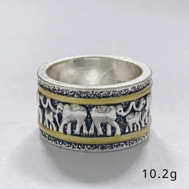 Új Vintage Creative Exquisite kéttónusú galvanizált 3D elefánt divat férfi és női gyűrűk