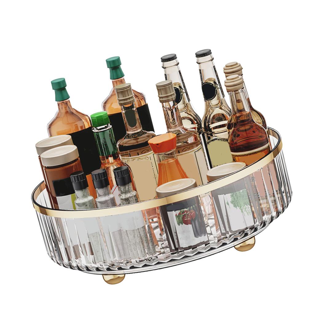 Rotating Storage Rack Multipurpose Transparent Light Luxury Space Saving Turntable Organizer for Kitchen Countertop