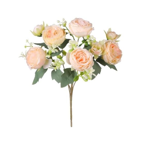 5-Head Artificial Peony Bouquet with Buds Realistic Faux Silk Peony Flower with Stem for Wedding Bridal Bouquet Floral Arrangement Table Centerpiece