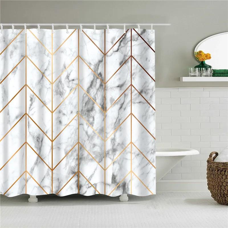 Waterproof Shower Curtains for Bathroom Home Decor Polyester Fabric Shower Curtains Geometric Pattern Multi-size Shower Curtains