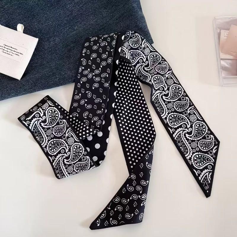 140*6cm Long Narrow Thin Scarf for Women Ins Trendy Tie Neckerchief Vintage Long Headband Bag Tie Decoration Fashion Accessories