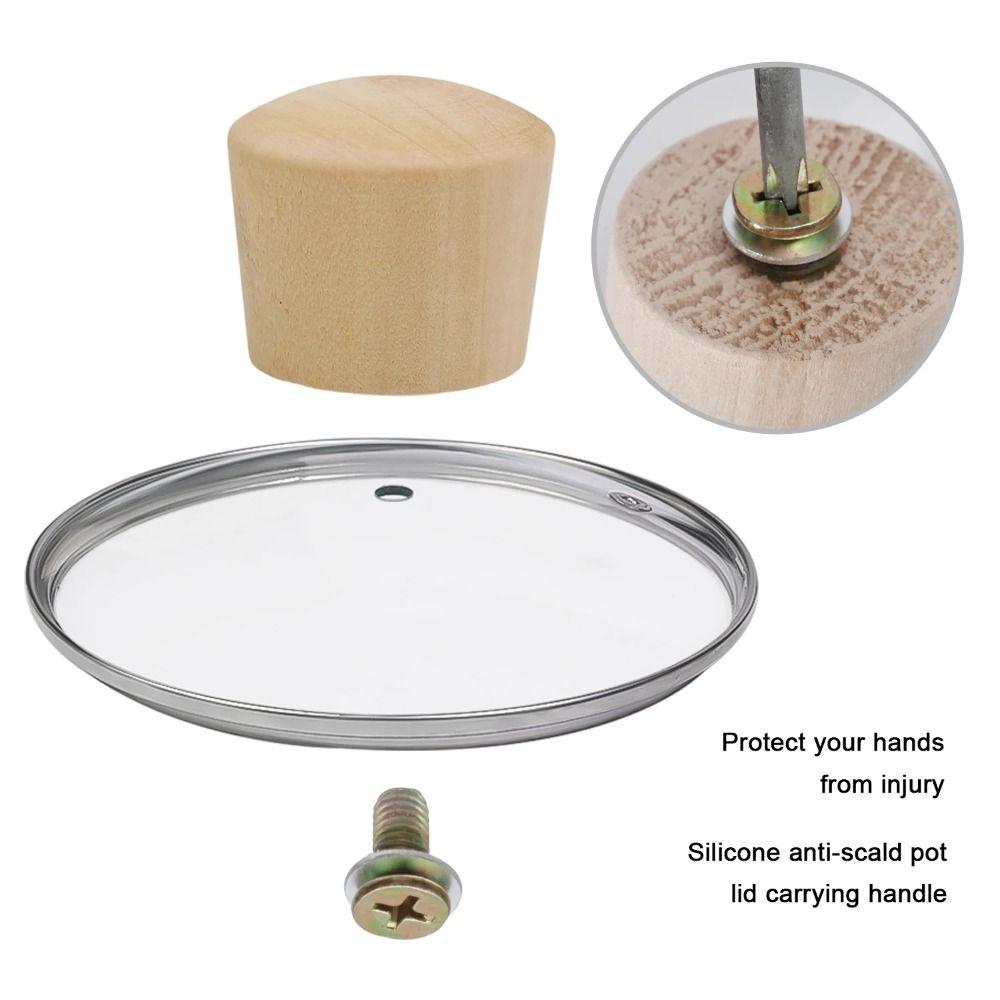 Wooden Pot Lid Handle Insulated Universal Kitchen Cookware Handgrip with Screw Washer Replacement Lib Cover Knob Cap