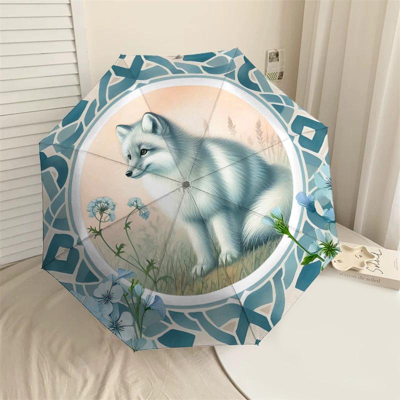 

1PC Arctic Fox FlowersAutomatic Open/Close Umbrella with Windproof, 8-Rib Sturdy Canopy, Durable Ribs, Fashionable Design1319A