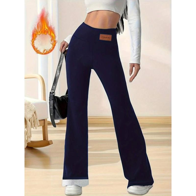 

Flared Fleece Leggings with Velvet Lining XL темно-синього кольору