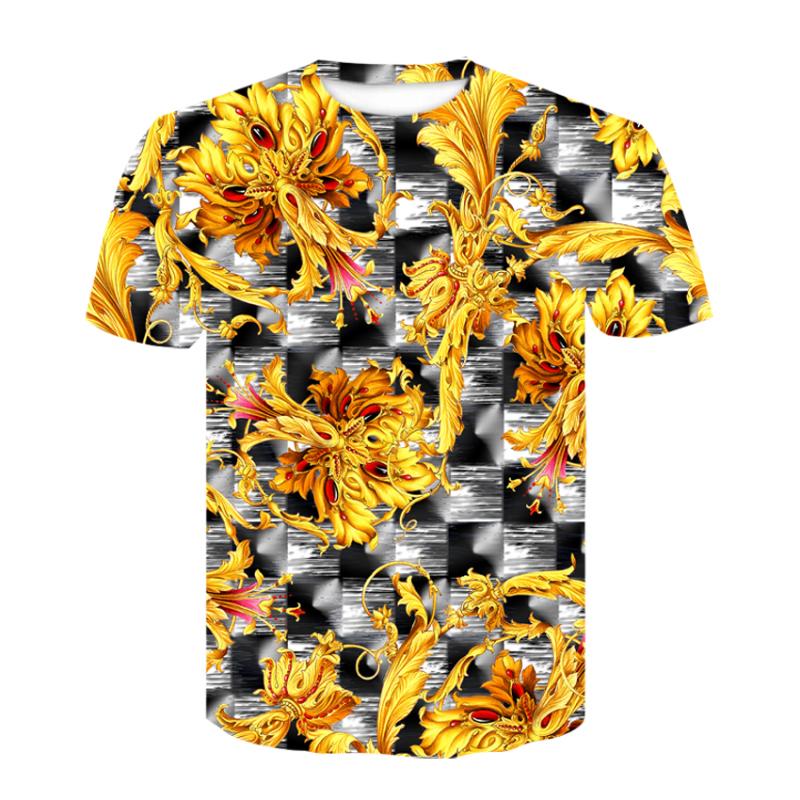 ETST 07 Nieuwigheid 3D Gouden Ketting Print Barok Merk T-shirt Zomer stijl korte mouw luxe Koninklijke mannen kleding hip hop tops & tees XXL