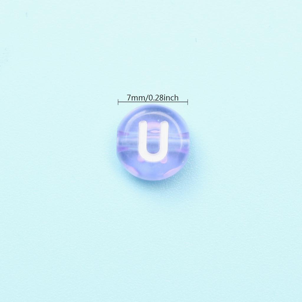 Pentru confecționarea bijuteriilor Pandantiv Fundal colorat litere albe 50 buc/lot 7 mm Transparent Litere Mărgele libere Colier Brățară Artizanat DIY mărgele