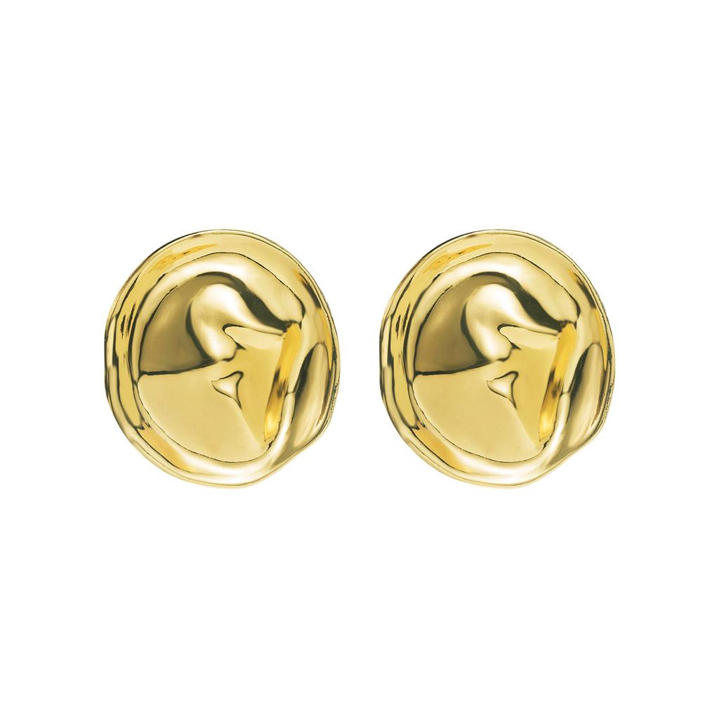 Women Fashion Same Style Stud Earrings Minimalist Temperament Minority Geometric Pleated Alloy Earrings For Women